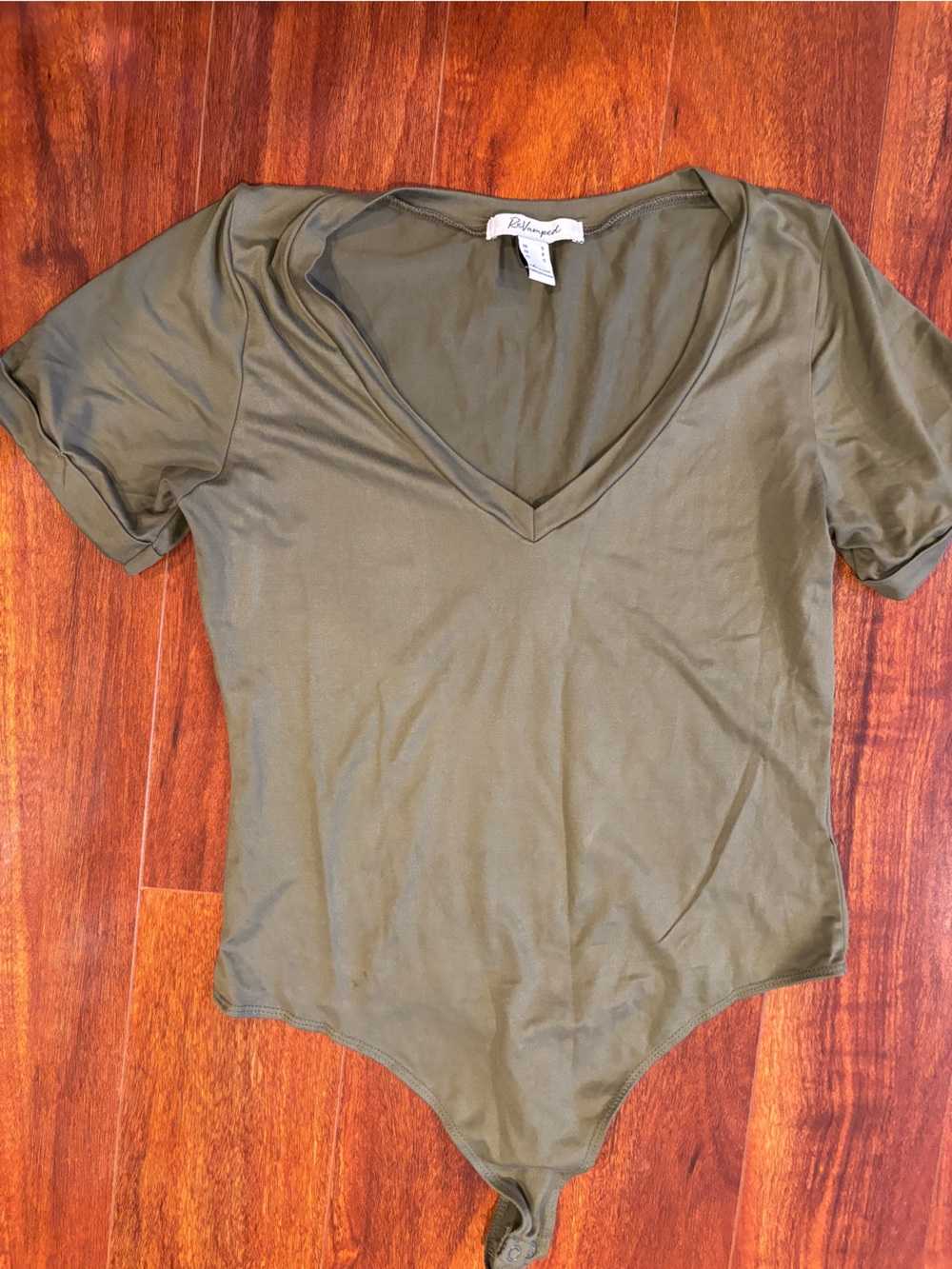Revamped Olive Green V-Neck Bodysuit